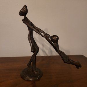 Danya B Mother Playing and Swinging Child Cast Bronze Sculpture Figurine